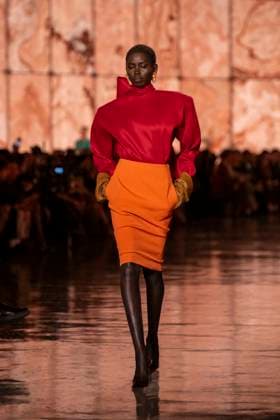 PFW - Saint Laurent Runway Models present creations by Saint Laurent for the Womenswear Ready-to-wear Fall-Winter 2025 2026 collection as part of the Paris Fashion Week, in Paris on March 11, 2025.Photo by Eliot Blondet ABACAPRESS.COM Paris France  Copyright: xBlondetxEliot ABACAx