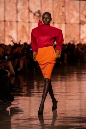 PFW - Saint Laurent Runway Models present creations by Saint Laurent for the Womenswear Ready-to-wear Fall-Winter 2025 2026 collection as part of the Paris Fashion Week, in Paris on March 11, 2025.Photo by Eliot Blondet ABACAPRESS.COM Paris France  Copyright: xBlondetxEliot ABACAx