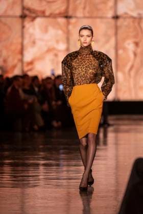PFW - Saint Laurent Runway Models present creations by Saint Laurent for the Womenswear Ready-to-wear Fall-Winter 2025 2026 collection as part of the Paris Fashion Week, in Paris on March 11, 2025.Photo by Eliot Blondet ABACAPRESS.COM Paris France  Copyright: xBlondetxEliot ABACAx