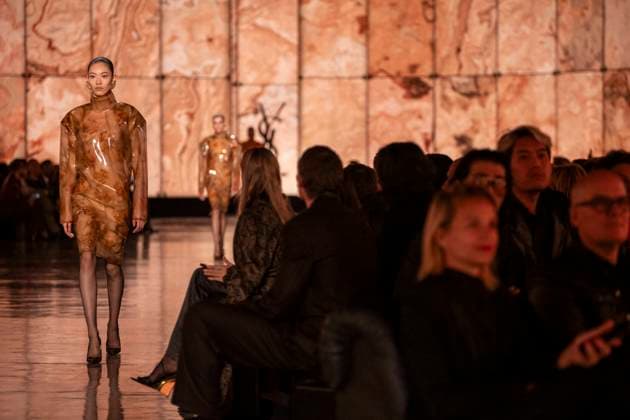 PFW - Saint Laurent Runway Models present creations by Saint Laurent for the Womenswear Ready-to-wear Fall-Winter 2025 2026 collection as part of the Paris Fashion Week, in Paris on March 11, 2025.Photo by Eliot Blondet ABACAPRESS.COM Paris France  Copyright: xBlondetxEliot ABACAx