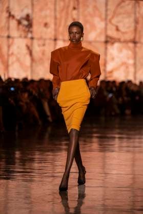 PFW - Saint Laurent Runway Models present creations by Saint Laurent for the Womenswear Ready-to-wear Fall-Winter 2025 2026 collection as part of the Paris Fashion Week, in Paris on March 11, 2025.Photo by Eliot Blondet ABACAPRESS.COM Paris France  Copyright: xBlondetxEliot ABACAx