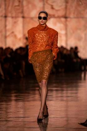 PFW - Saint Laurent Runway Models present creations by Saint Laurent for the Womenswear Ready-to-wear Fall-Winter 2025 2026 collection as part of the Paris Fashion Week, in Paris on March 11, 2025.Photo by Eliot Blondet ABACAPRESS.COM Paris France  Copyright: xBlondetxEliot ABACAx