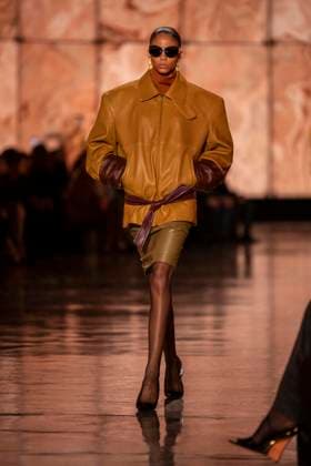 PFW - Saint Laurent Runway Models present creations by Saint Laurent for the Womenswear Ready-to-wear Fall-Winter 2025 2026 collection as part of the Paris Fashion Week, in Paris on March 11, 2025.Photo by Eliot Blondet ABACAPRESS.COM Paris France  Copyright: xBlondetxEliot ABACAx