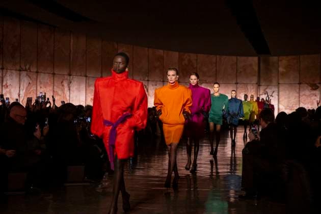 PFW - Saint Laurent Runway Models present creations by Saint Laurent for the Womenswear Ready-to-wear Fall-Winter 2025 2026 collection as part of the Paris Fashion Week, in Paris on March 11, 2025.Photo by Eliot Blondet ABACAPRESS.COM Paris France  Copyright: xBlondetxEliot ABACAx