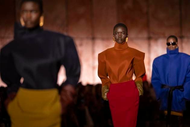 PFW - Saint Laurent Runway Models present creations by Saint Laurent for the Womenswear Ready-to-wear Fall-Winter 2025 2026 collection as part of the Paris Fashion Week, in Paris on March 11, 2025.Photo by Eliot Blondet ABACAPRESS.COM Paris France  Copyright: xBlondetxEliot ABACAx