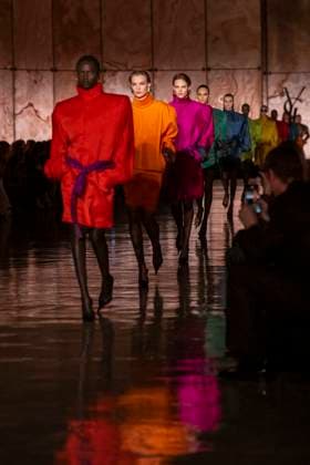PFW - Saint Laurent Runway Models present creations by Saint Laurent for the Womenswear Ready-to-wear Fall-Winter 2025 2026 collection as part of the Paris Fashion Week, in Paris on March 11, 2025.Photo by Eliot Blondet ABACAPRESS.COM Paris France  Copyright: xBlondetxEliot ABACAx