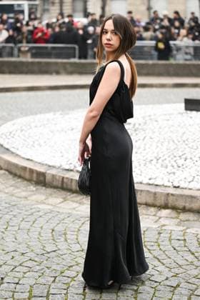 PFW Miu Miu Arrivals Kim Higelin attending the Miu Miu Womenswear Fall Winter 2025-2026 show as part of Paris Fashion Week in Paris, France on March 11, 2025. Photo by Aurore Marechal ABACAPRESS.COM Paris France  Copyright: xMarechalxAurore ABACAx