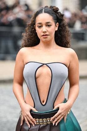 PFW Miu Miu Arrivals Lena Mahfouf attending the Miu Miu Womenswear Fall Winter 2025-2026 show as part of Paris Fashion Week in Paris, France on March 11, 2025. Photo by Aurore Marechal ABACAPRESS.COM Paris France  Copyright: xMarechalxAurore ABACAx