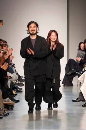 Ujoh ready to wear fall winter 2025-2026, Paris, 11 March 2025 Designers Mitsuru and Aco Nishizaki take a bow at Ujoh ready to wear fall winter 2025-2026 runway show at Paris fashion week on 11 March 2025., Credit:xxx Avalon Paris, France  Copyright: xxxxx xAvalonx 0974895831