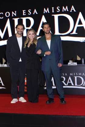 March 11, 2025, Mexico City, Ciudad de Mexico, Mexico: (L-R) IvoÂ¡n SoÂ¡nchez, Angelica Rivera, Diego Klein pose during a Photocall for the presentation of the Vix Original Series Con Esa Misma Mirada . on March 11, 2025 in Mexico City, Mexico. Mexico City Mexico - ZUMAe321 20250311_zea_e321_028 Copyright: xYamakxPereax