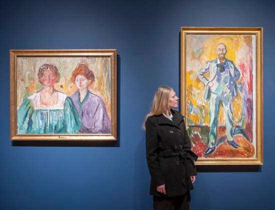 Edvard Munch Portraits, exhibition at the National Portrait Gallery in London, UK, on 12th March,2025 National Portrait Gallery, London, UK. 12th March, 2025. Preview of Edvard Munch Portraits exhibition, the first exhibition in the UK to focus exclusively on Munch as a portraitist, including works from the 1880s - 1920s never before seen in the UK. Exhibits include: (right) Edvard Munch, 1908. Dr Daniel Jacobson. National Gallery of Denmark., Credit:MALCOLM PARK Avalon  Copyright: xMALCOLMxPARKx xAvalonx 0974936780