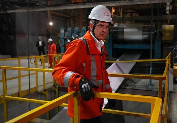 March 12, 2025, Hamilton, On, CANADA: Canadian Prime Minister designate Mark Carney tours the ArcelorMittal Dofasco steel plant in Hamilton, Ont., on Wednesday, March 12, 2025. Hamilton CANADA  - ZUMAc35_ 20250312_zaf_c35_036 Copyright: xNathanxDenettex
