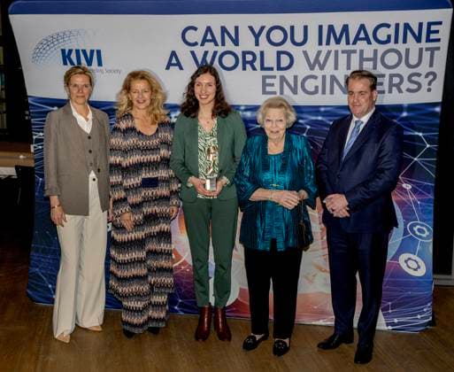 12-03-2025 The Hague Princess Beatrix and Princess Mabel with President of the KIVI, ir. Jacolien Eijer-De Jong and winner Meike Nauta attend the presentation of the 11st Prince Friso Engineering Award in the auditorium of The Hague University of Applied Sciences in The Hague. Â  Copyright: xPPEx