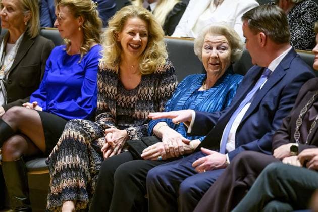 Den Haag, The Netherlands, 2025-03-12 19:18:12 THE HAGUE, 12-03-2025, The Hague University of Applied SciencesPrincess Beatrix and Princess Mabel during the presentation of the eleventh Prince Friso Engineering Award in the auditorium of The Hague University of Applied Sciences in The Hague.PHOTO: NLBeeld Patrick van Emst Credit: NL Beeld Patrick van Emst  Copyright: xx x