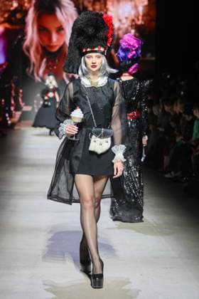RUSSIA, MOSCOW - MARCH 13, 2025: A woman models one of the creations during a runway show for the Moscow Art and Industry Institute collection as part of the 4th Moscow Fashion Week at the Manege Central Exhibition Hall (Moscow Manege). Yevgeny Messman TASS  79068163