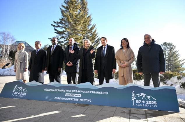 Kanada, Treffen der G7-Außenminister in Charlevoix March 13, 2025, Charlevoix: Il ministro degli Esteri Antonio Tajani in Canada durante la riunione dei Ministri degli Affari Esteri del G7, La Malbaie, Charlevoix, 13 marzo 2025. Italian Foreign Minister Antonio Tajani in Canada during the G7 Foreign Ministers meeting, La Malbaie, Charlevoix, 13 March 2025..ANSA ALESSANDRO DI MEO Charlevoix  - ZUMAa110 20250313_zaf_a110_027 Copyright: xAlessandro Di Meox