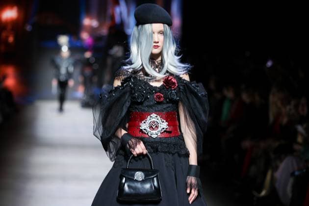RUSSIA, MOSCOW - MARCH 13, 2025: A model showcases creations during a runway show for the Moscow Art and Industry Institute collection as part of the 4th Moscow Fashion Week at the Manege Central Exhibition Hall. Yevgeny Messman TASS  79070760