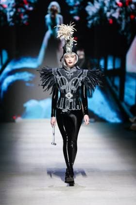 RUSSIA, MOSCOW - MARCH 13, 2025: A model showcases creations during a runway show for the Moscow Art and Industry Institute collection as part of the 4th Moscow Fashion Week at the Manege Central Exhibition Hall. Yevgeny Messman TASS  79070761