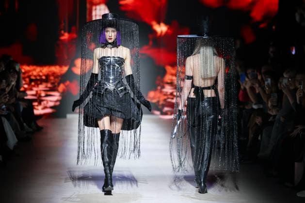 RUSSIA, MOSCOW - MARCH 13, 2025: Models showcase creations during a runway show for the Moscow Art and Industry Institute collection as part of the 4th Moscow Fashion Week at the Manege Central Exhibition Hall. Yevgeny Messman TASS  79070755