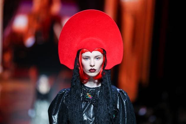 RUSSIA, MOSCOW - MARCH 13, 2025: A model showcases creations during a runway show for the Moscow Art and Industry Institute collection as part of the 4th Moscow Fashion Week at the Manege Central Exhibition Hall. Yevgeny Messman TASS  79070759