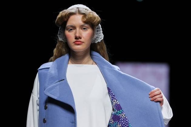 RUSSIA, MOSCOW - MARCH 13, 2025: A model showcases creations during a runway show for the Novikova Dsgn brand collection as part of the 4th Moscow Fashion Week at the Manege Central Exhibition Hall. Yevgeny Messman TASS  79071354