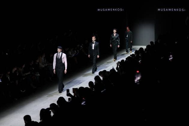 RUSSIA, MOSCOW - MARCH 13, 2025: Models showcase creations during a runway show for the Musawenkosi brand collection as part of the 4th Moscow Fashion Week at the Manege Central Exhibition Hall. Yevgeny Messman TASS  79071452