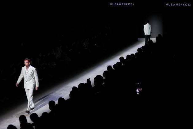 RUSSIA, MOSCOW - MARCH 13, 2025: Models showcase creations during a runway show for the Musawenkosi brand collection as part of the 4th Moscow Fashion Week at the Manege Central Exhibition Hall. Yevgeny Messman TASS  79071513