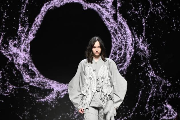 Fourth Moscow Fashion Week 8878038 13.03.2025 A model presents a creation by the brand ABZAEVA during the 4th Moscow Fashion Week at the Manege Central Exhibition Hall in Moscow, Russia. Ekaterina Chesnokova Sputnik Moscow Russia  Copyright: xEkaterinaxChesnokovax
