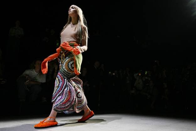 Russia Moscow Fashion Week 8878189 13.03.2025 A model presents a creation by the brand VEREJA during the 4th Moscow Fashion Week at the Manege Central Exhibition Hall in Moscow, Russia. Ekaterina Chesnokova Sputnik Moscow Russia  Copyright: xEkaterinaxChesnokovax