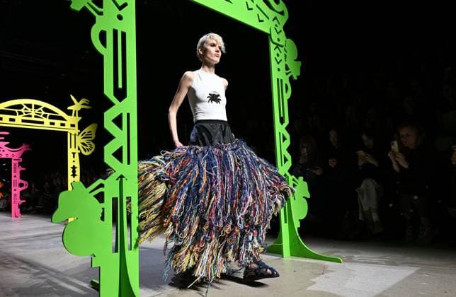 Russia Moscow Fashion Week 8878191 13.03.2025 A model presents a creation by the brand VEREJA during the 4th Moscow Fashion Week at the Manege Central Exhibition Hall in Moscow, Russia. Ekaterina Chesnokova Sputnik Moscow Russia  Copyright: xEkaterinaxChesnokovax