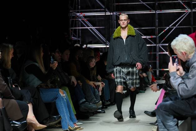 RUSSIA, MOSCOW - MARCH 13, 2025: A model wears a creation during a catwalk show for a new Rogov collection during the 4th Moscow Fashion Week at the Manege Central Exhibition Hall. Sergei Savostyanov TASS  79077769