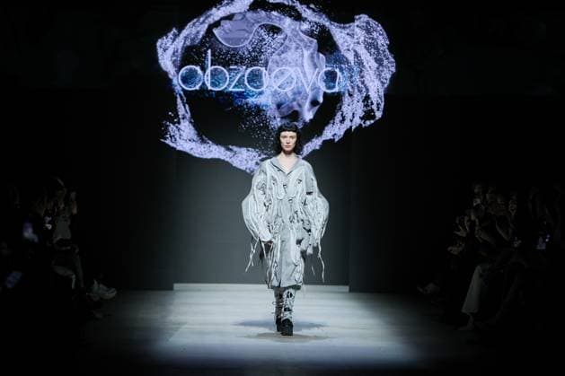 RUSSIA, MOSCOW - MARCH 13, 2025: A model wears a creation during a catwalk show for a new Abzaeva collection during the 4th Moscow Fashion Week at the Manege Central Exhibition Hall. Arina Antonova TASS  79081216