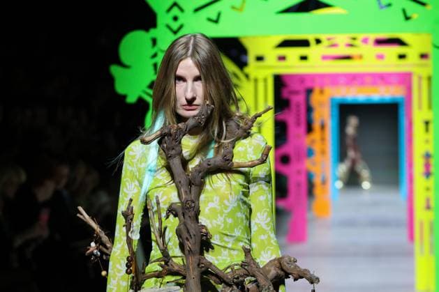 RUSSIA, MOSCOW - MARCH 13, 2025: A model wears a creation during a catwalk show for a new Vereja collection during the 4th Moscow Fashion Week at the Manege Central Exhibition Hall. Arina Antonova TASS  79081528