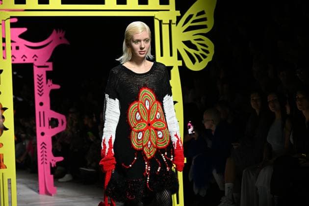 Russia Moscow Fashion Week 8878234 13.03.2025 A model presents a creation by the brand VEREJA during the 4th Moscow Fashion Week at the Manege Central Exhibition Hall in Moscow, Russia. Ekaterina Chesnokova Sputnik Moscow Russia  Copyright: xEkaterinaxChesnokovax