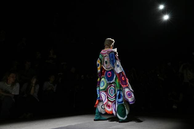 Russia Moscow Fashion Week 8878238 13.03.2025 A model presents a creation by the brand VEREJA during the 4th Moscow Fashion Week at the Manege Central Exhibition Hall in Moscow, Russia. Ekaterina Chesnokova Sputnik Moscow Russia  Copyright: xEkaterinaxChesnokovax