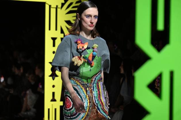 Russia Moscow Fashion Week 8878257 13.03.2025 A model presents a creation by the brand VEREJA during the 4th Moscow Fashion Week at the Manege Central Exhibition Hall in Moscow, Russia. Ekaterina Chesnokova Sputnik Moscow Russia  Copyright: xEkaterinaxChesnokovax