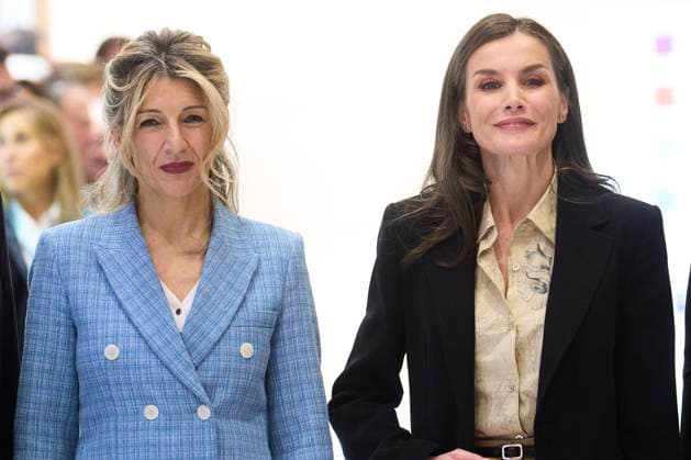 14-03-2025 Almeria Queen Letizia with Yolanda Diaz attend the presentation of the Princess of Girona arte 2025 award on the 2nd stage of the talent tour at the Meastro Padilla auditorium in Almeria. No Spain Â  Copyright: xPPEx