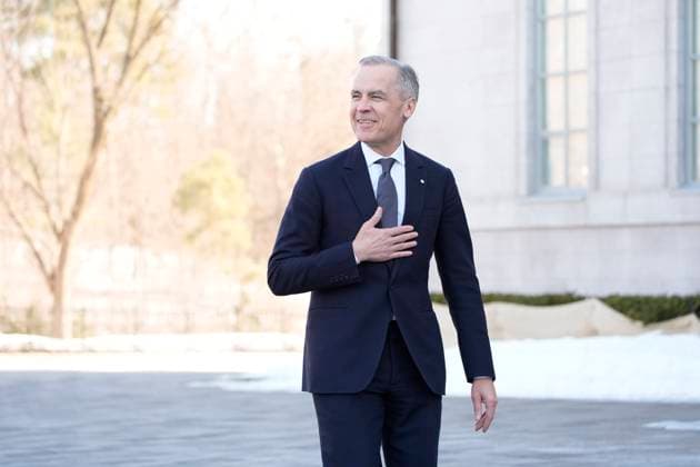 March 14, 2025, Ottawa, On, Canada: Prime minister-designate Mark Carney arrives for a swearing in ceremony at Rideau Hall in Ottawa on Friday, March 14, 2025. Ottawa Canada  - ZUMAc35_ 20250314_zaf_c35_026 Copyright: xAdrianxWyldx
