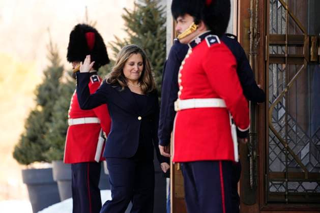 March 14, 2025, Ottawa, On, Canada: Chrystia Freeland arrives for a swearing in ceremony at Rideau Hall in Ottawa on Friday, March 14, 2025. Ottawa Canada  - ZUMAc35_ 20250314_zaf_c35_033 Copyright: xJustinxTangx