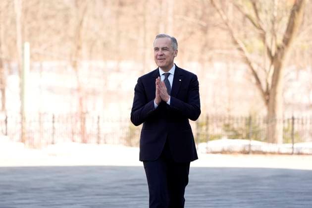 News Bilder des Tages March 14, 2025, Ottawa, On, Canada: Prime minister-designate Mark Carney arrives for a swearing in ceremony at Rideau Hall in Ottawa on Friday, March 14, 2025. Ottawa Canada  - ZUMAc35_ 20250314_zaf_c35_037 Copyright: xAdrianxWyldx