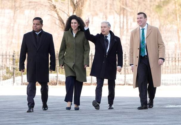 March 14, 2025, Ottawa, On, Canada: Gary Anandasangaree (left to right) Rachel Bendayan, Francois-Philippe Champagne and Kody Blois arrive for a swearing in ceremony at Rideau Hall in Ottawa on Friday, March 14, 2025. Ottawa Canada  - ZUMAc35_ 20250314_zaf_c35_039 Copyright: xAdrianxWyldx