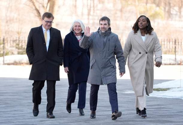 March 14, 2025, Ottawa, On, Canada: Jonathan Wilkinson (left to right), Joanne Thompson, Steven Guilbeault and Arielle Kayabaga arrive for a swearing in ceremony at Rideau Hall in Ottawa on Friday, March 14, 2025. Ottawa Canada  - ZUMAc35_ 20250314_zaf_c35_040 Copyright: xAdrianxWyldx
