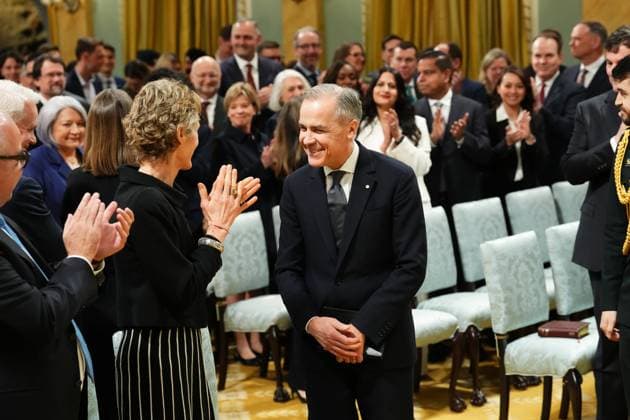 March 14, 2025, Ottawa, On, Canada: Prime minister-designate Mark Carney arrives for a swearing in ceremony at Rideau Hall in Ottawa on Friday, March 14, 2025. Ottawa Canada  - ZUMAc35_ 20250314_zaf_c35_063 Copyright: xSeanxKilpatrickx
