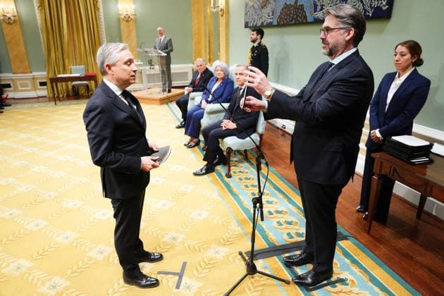 March 14, 2025, Ottawa, On, Canada: Francois-Philippe Champagne is sworn in as the Minister of Finance during a swearing in ceremony at Rideau Hall in Ottawa on Friday, March 14, 2025. Ottawa Canada  - ZUMAc35_ 20250314_zaf_c35_072 Copyright: xSeanxKilpatrickx