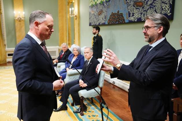 March 14, 2025, Ottawa, On, Canada: David J. McGuinty is sworn in as the Minister of Public Safety and Emergency Preparedness during a swearing in ceremony at Rideau Hall in Ottawa on Friday, March 14, 2025. Ottawa Canada  - ZUMAc35_ 20250314_zaf_c35_092 Copyright: xSeanxKilpatrickx
