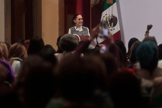 March 14, 2025, Mexico City, Cdmx, Mexico: Mexican President CLAUDIA SHEINBAUM leads the World Conference of Women Parliamentarians at the National Palace. The United Nations (UN) in Geneva, Switzerland, announced a few days ago that the IPU World Conference of Women Parliamentarians would be inaugurated by President CLAUDIA SHEINBAUM. She gave a speech entitled The Path to Parity in Mexico. Women parliamentarians from around the country and abroad, such as the President of the National Assembly of Tanzania, TULIA ACKSON, also spoke. Mexico City Mexico - ZUMAp204 20250314_zip_p204_044 Copyright: xJosuexPerezx