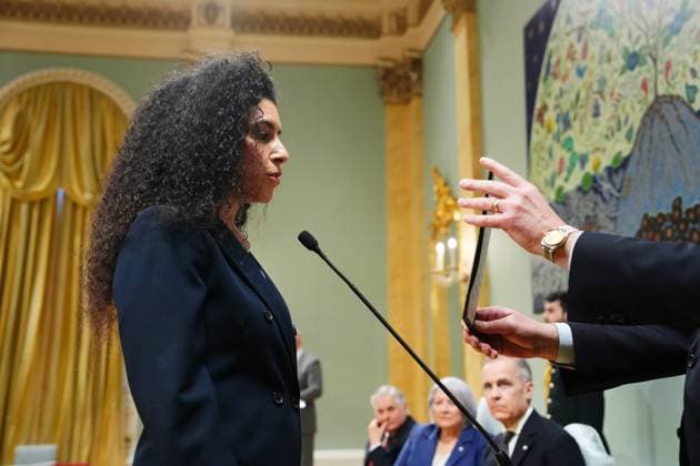 March 14, 2025, Ottawa, On, Canada: Rachel Bendayan is sworn in as the Minister of Immigration, Refugees and Citizenship during a swearing in ceremony at Rideau Hall in Ottawa on Friday, March 14, 2025. Ottawa Canada  - ZUMAc35_ 20250314_zaf_c35_095 Copyright: xSeanxKilpatrickx