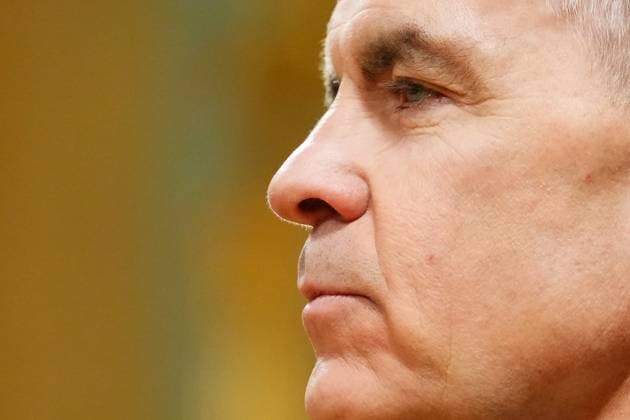 March 14, 2025, Ottawa, On, Canada: Prime Minister Mark Carney looks on during a swearing in ceremony at Rideau Hall in Ottawa on Friday, March 14, 2025. Ottawa Canada  - ZUMAc35_ 20250314_zaf_c35_110 Copyright: xSeanxKilpatrickx