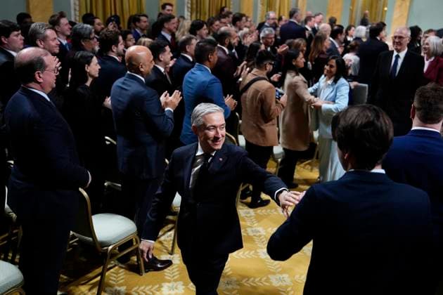 March 14, 2025, Ottawa, On, Canada: Finance Minister Franvßois-Philippe Champagne leaves after a swearing in ceremony at Rideau Hall in Ottawa on Friday, March 14, 2025. Ottawa Canada  - ZUMAc35_ 20250314_zaf_c35_120 Copyright: xJustinxTangx
