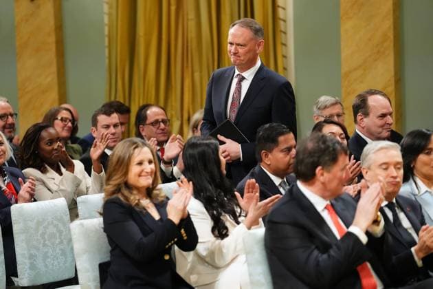 March 14, 2025, Ottawa, On, Canada: David J. McGuinty is applauded as he makes his to be sworn in as the Minister of Public Safety and Emergency Preparedness during a swearing in ceremony at Rideau Hall in Ottawa on Friday, March 14, 2025. Ottawa Canada  - ZUMAc35_ 20250314_zaf_c35_125 Copyright: xSeanxKilpatrickx